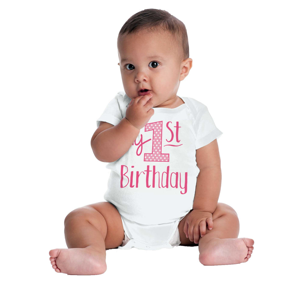 My First Birthday Romper Bodysuit-Direct To Garment Print-Brisco Baby