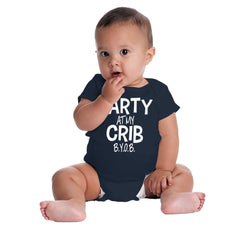 Party At My Crib Romper Bodysuit-Direct To Garment Print-Brisco Baby