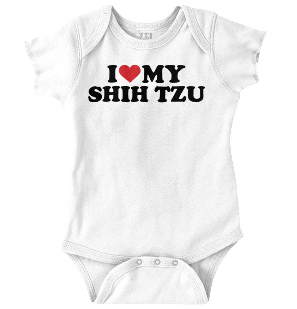 I Love My Shih Tzu Romper Bodysuit-Direct To Garment Print-Brisco Baby