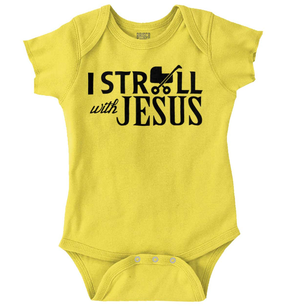 Stroll With Jesus Romper Bodysuit-Direct To Garment Print-Brisco Baby