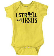 Stroll With Jesus Romper Bodysuit-Direct To Garment Print-Brisco Baby