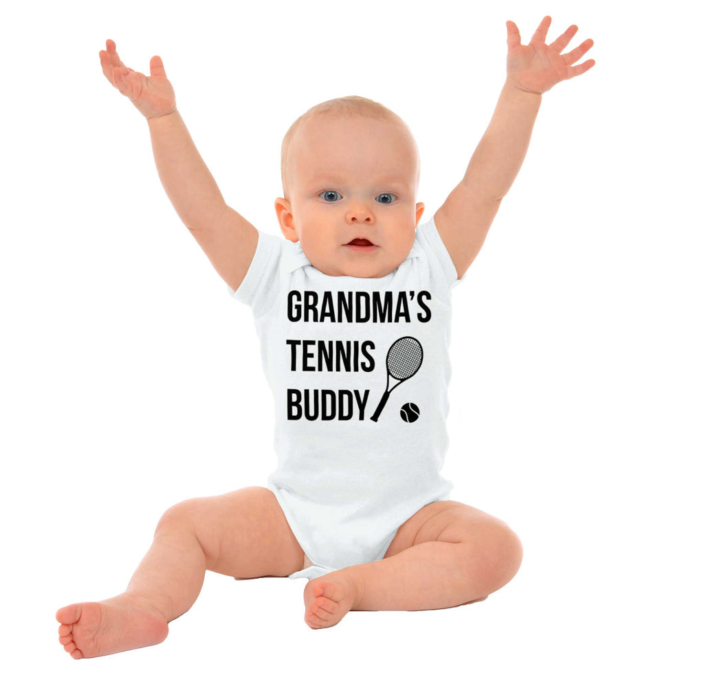 Grandma's Tennis Buddy Romper Bodysuit-Direct To Garment Print-Brisco Baby