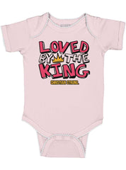 Loved By The King Trimmed Baby Bodysuit-Direct To Garment Print-Brisco Baby