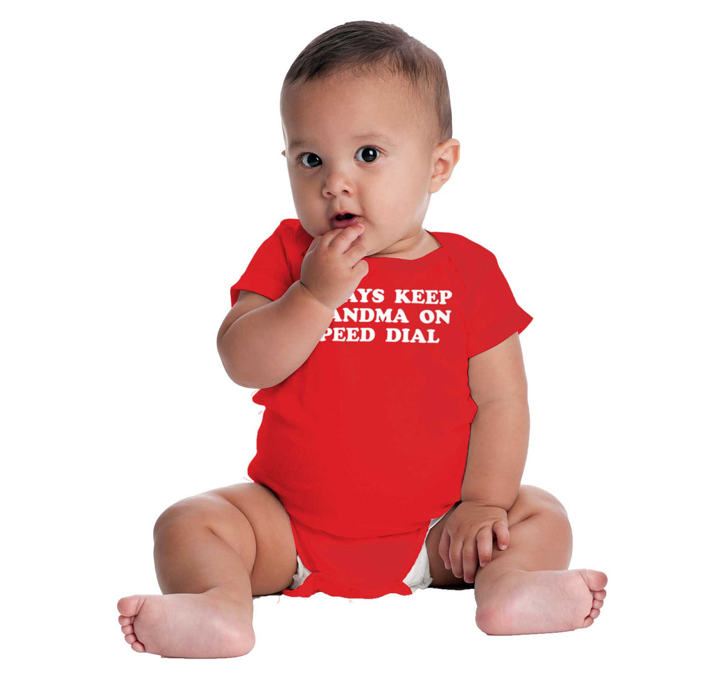 Always Keep Grandma Speed Dial Romper Bodysuit-Direct To Garment Print-Brisco Baby