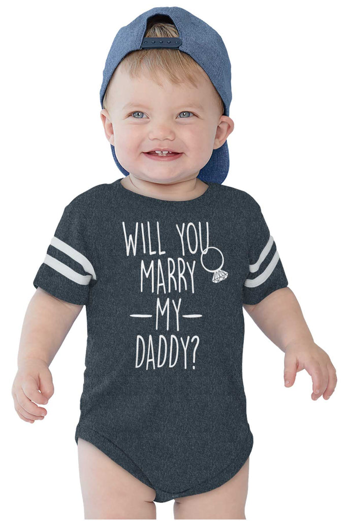 Marry My Daddy Football Romper Bodysuit-Direct To Garment Print-Brisco Baby