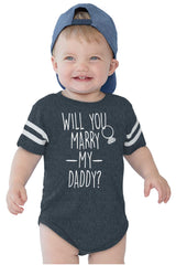 Marry My Daddy Football Romper Bodysuit-Direct To Garment Print-Brisco Baby