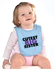 Cutest Big Sister Infant Baby Bib-Direct To Garment Print-Brisco Baby