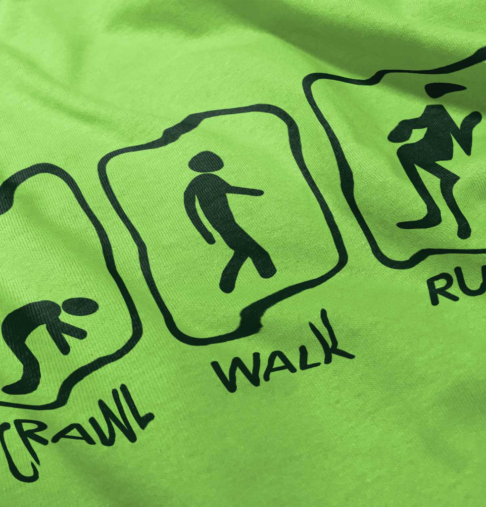 Crawl Walk Run Romper Bodysuit-Direct To Garment Print-Brisco Baby