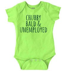 Chubby Unemployed Romper Bodysuit-Direct To Garment Print-Brisco Baby