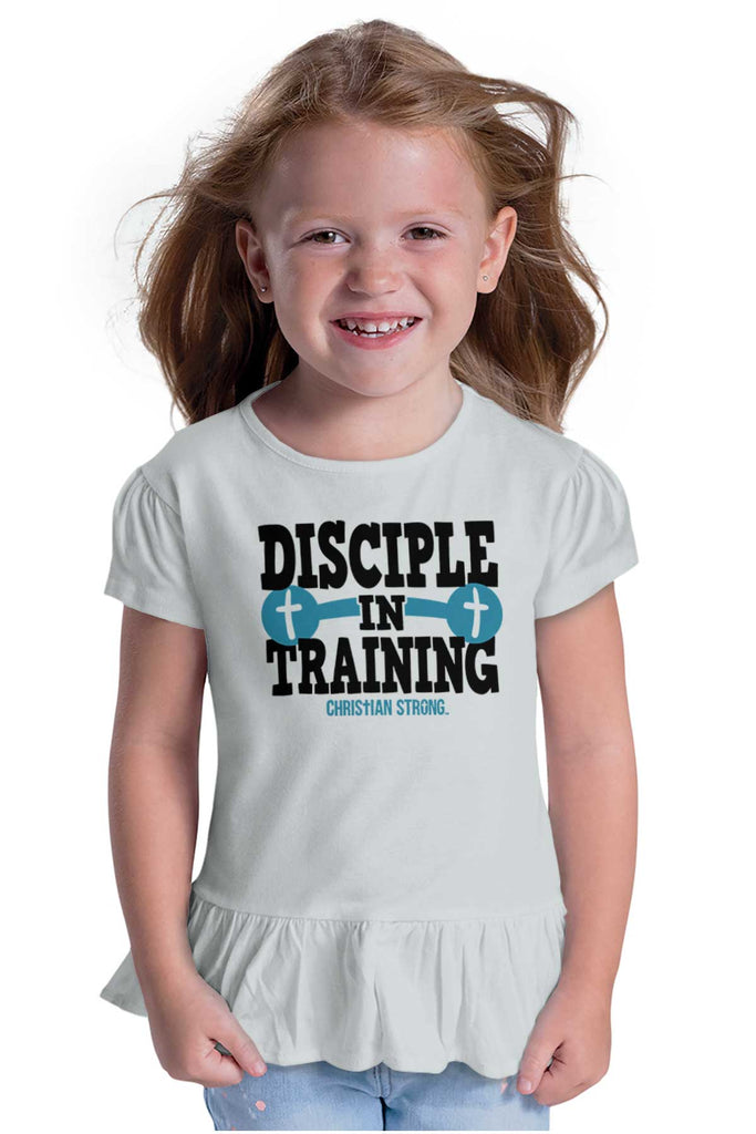 Disciple In Training Toddler Ruffle Bottom Tee-Direct To Garment Print-Brisco Baby