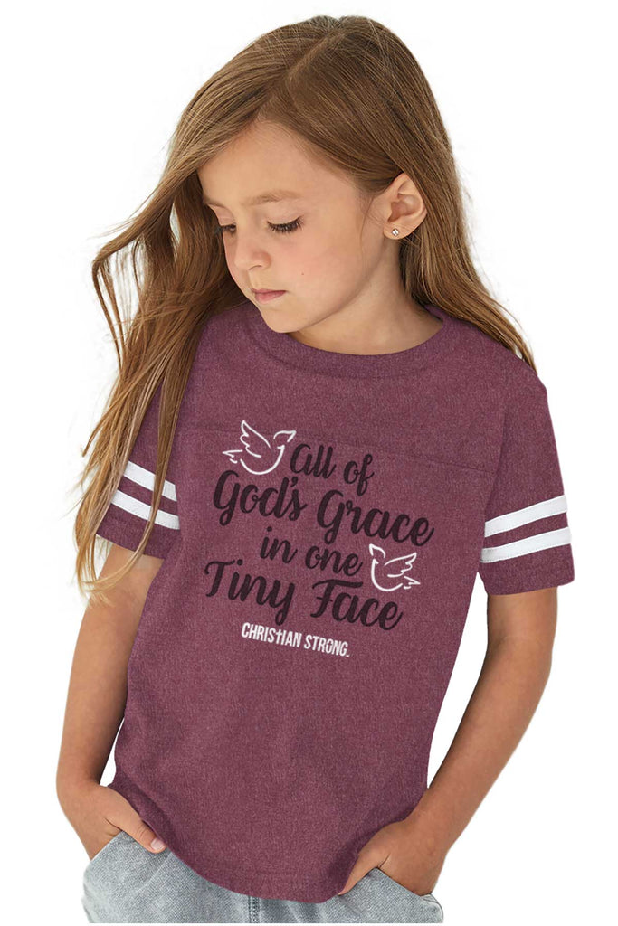 Gods Grace Tiny Face Toddler Football Jersey Tee-Direct To Garment Print-Brisco Baby