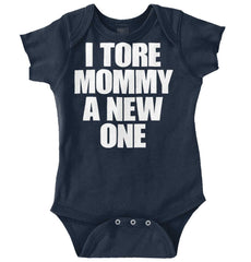 Tore Mommy A New One Romper Bodysuit-Direct To Garment Print-Brisco Baby
