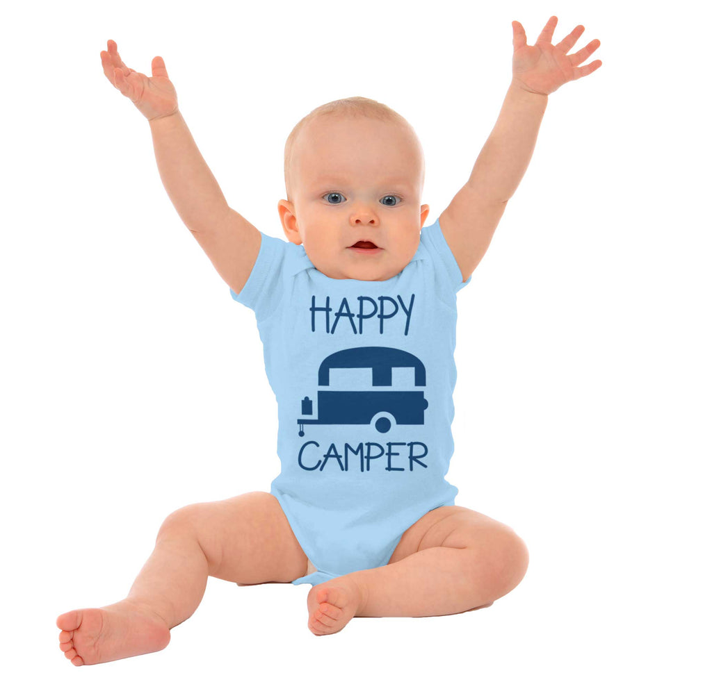 Happy Camper Romper Bodysuit-Direct To Garment Print-Brisco Baby