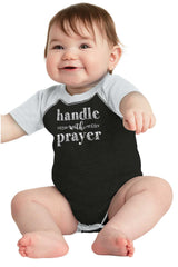Handle With Prayer Raglan Romper Bodysuit-Direct To Garment Print-Brisco Baby