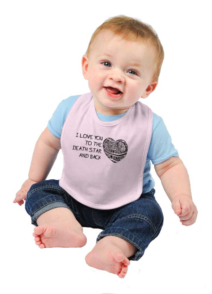 Love You Death Star Infant Baby Bib-Direct To Garment Print-Brisco Baby