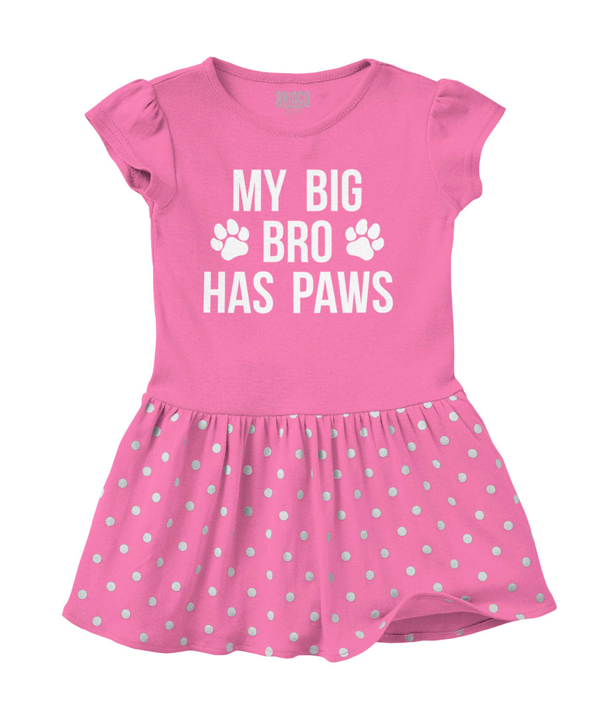 Big Bro Has Paws Baby Polka Dot Skirt Dress-Direct To Garment Print-Brisco Baby