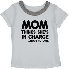 In Charge Toddler Ruffled Trim T-Shirt-Direct To Garment Print-Brisco Baby