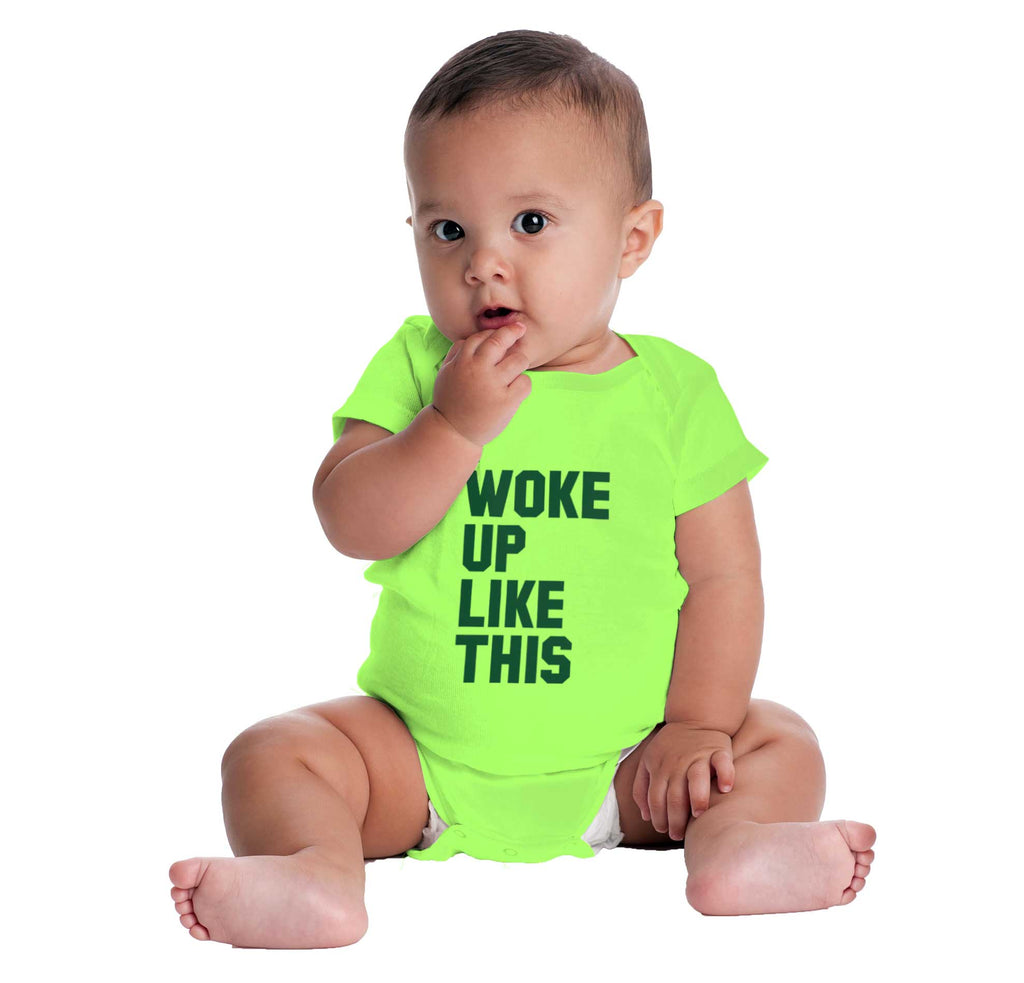 I Woke Up Like This Romper Bodysuit-Direct To Garment Print-Brisco Baby