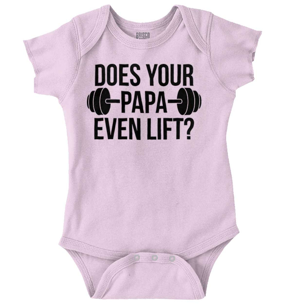 Does Your Papa Lift? Romper Bodysuit-Direct To Garment Print-Brisco Baby