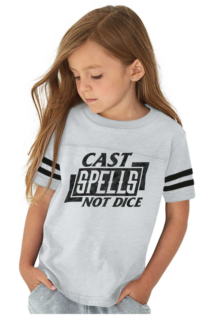 Cast Spells Not Dice Dungeons Toddler Football Jersey Tee-Direct To Garment Print-Brisco Baby