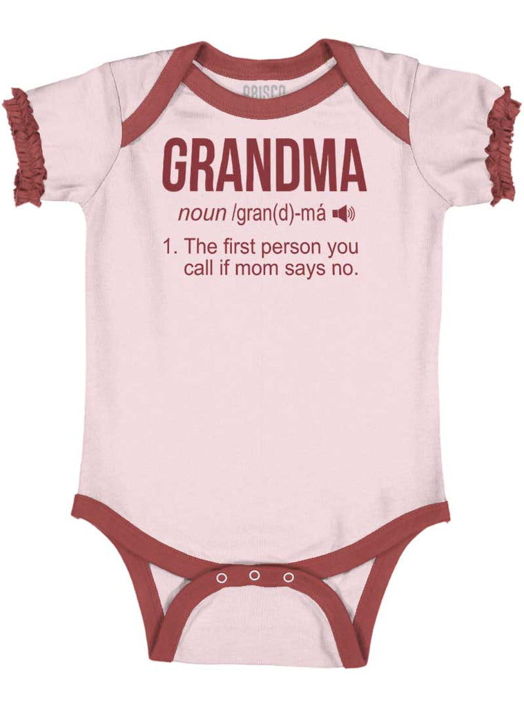 Grandma Baby Ruffled Trim Romper-Direct To Garment Print-Brisco Baby