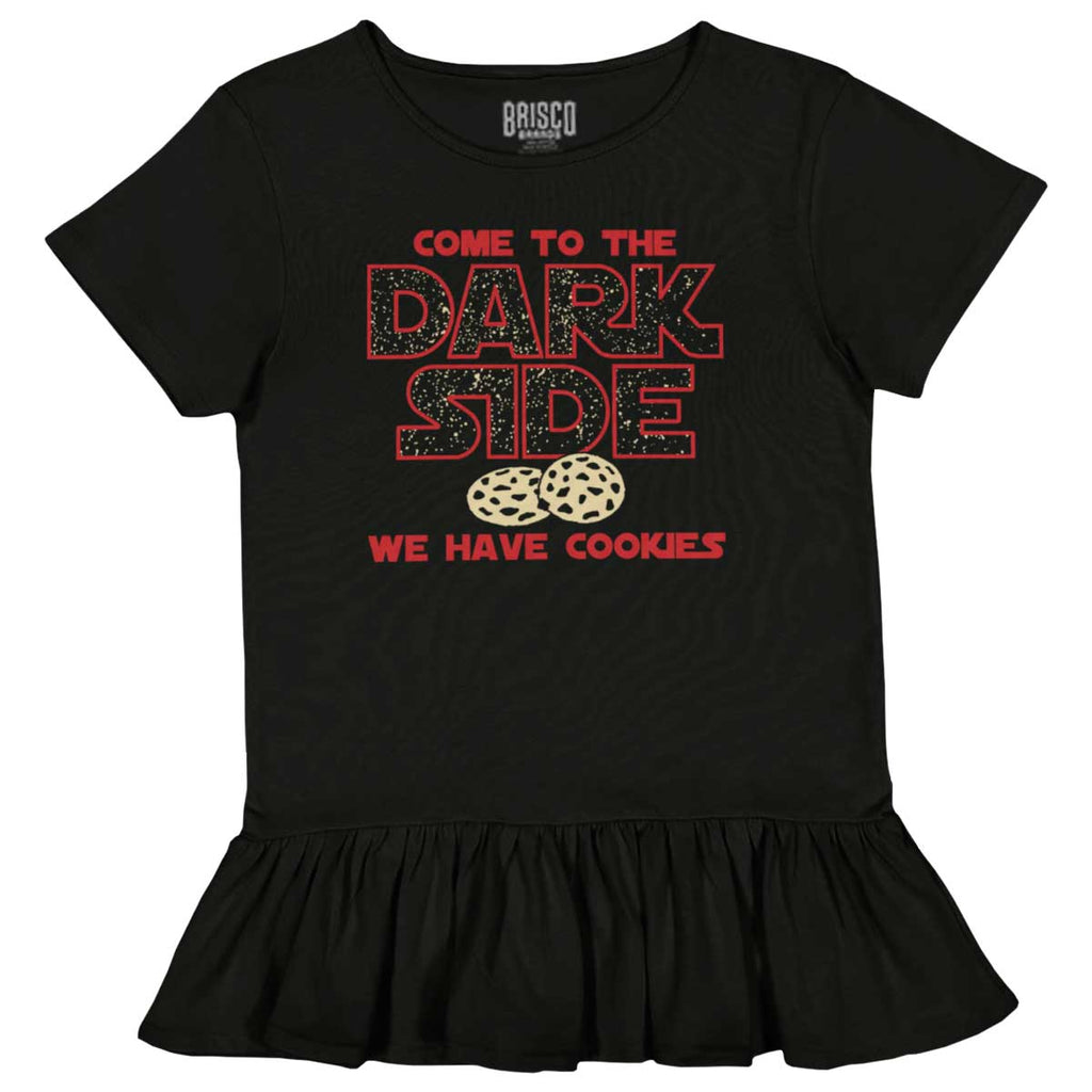 Come To The Dark Side Toddler Ruffle Bottom Tee-Direct To Garment Print-Brisco Baby