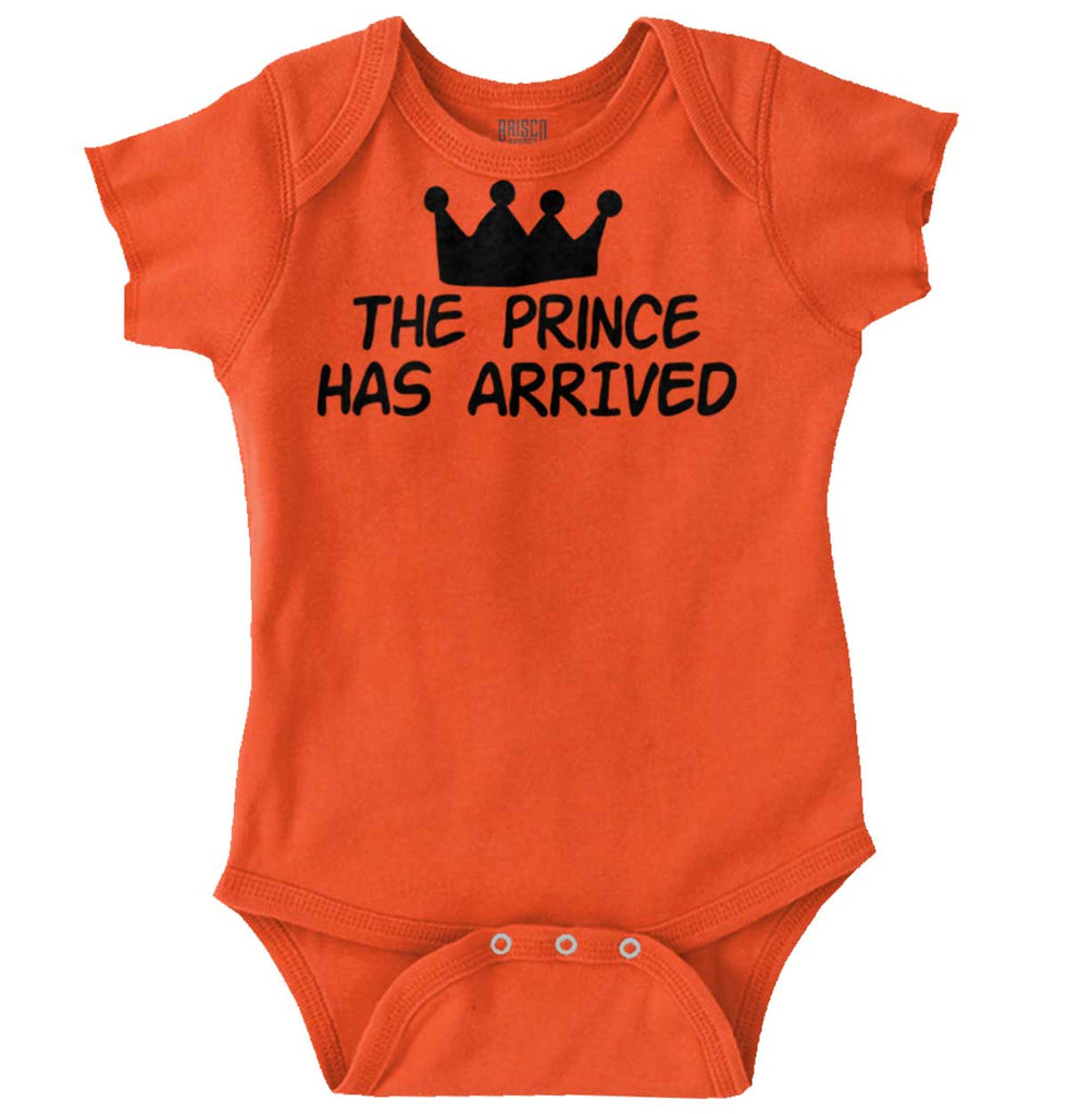 The Prince Has Arrived Romper Bodysuit-Direct To Garment Print-Brisco Baby
