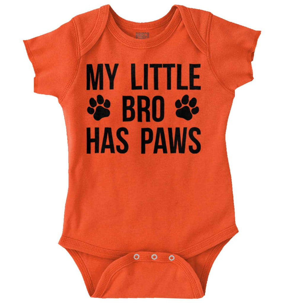 My Little Bro Has Paws Romper Bodysuit-Direct To Garment Print-Brisco Baby