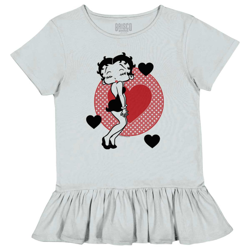 Betty Boop Toddler Ruffle Bottom Tee-Direct To Garment Print-Brisco Baby