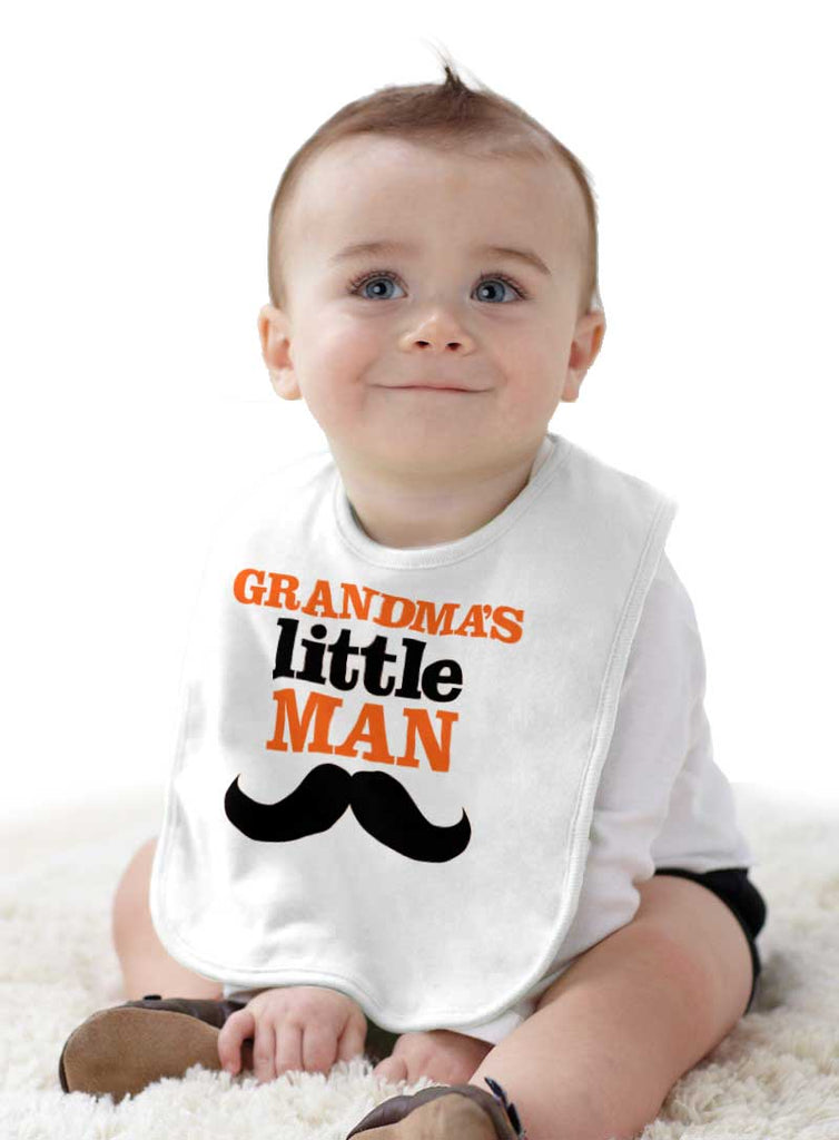 Grandmas Little Man Infant Baby Bib-Direct To Garment Print-Brisco Baby