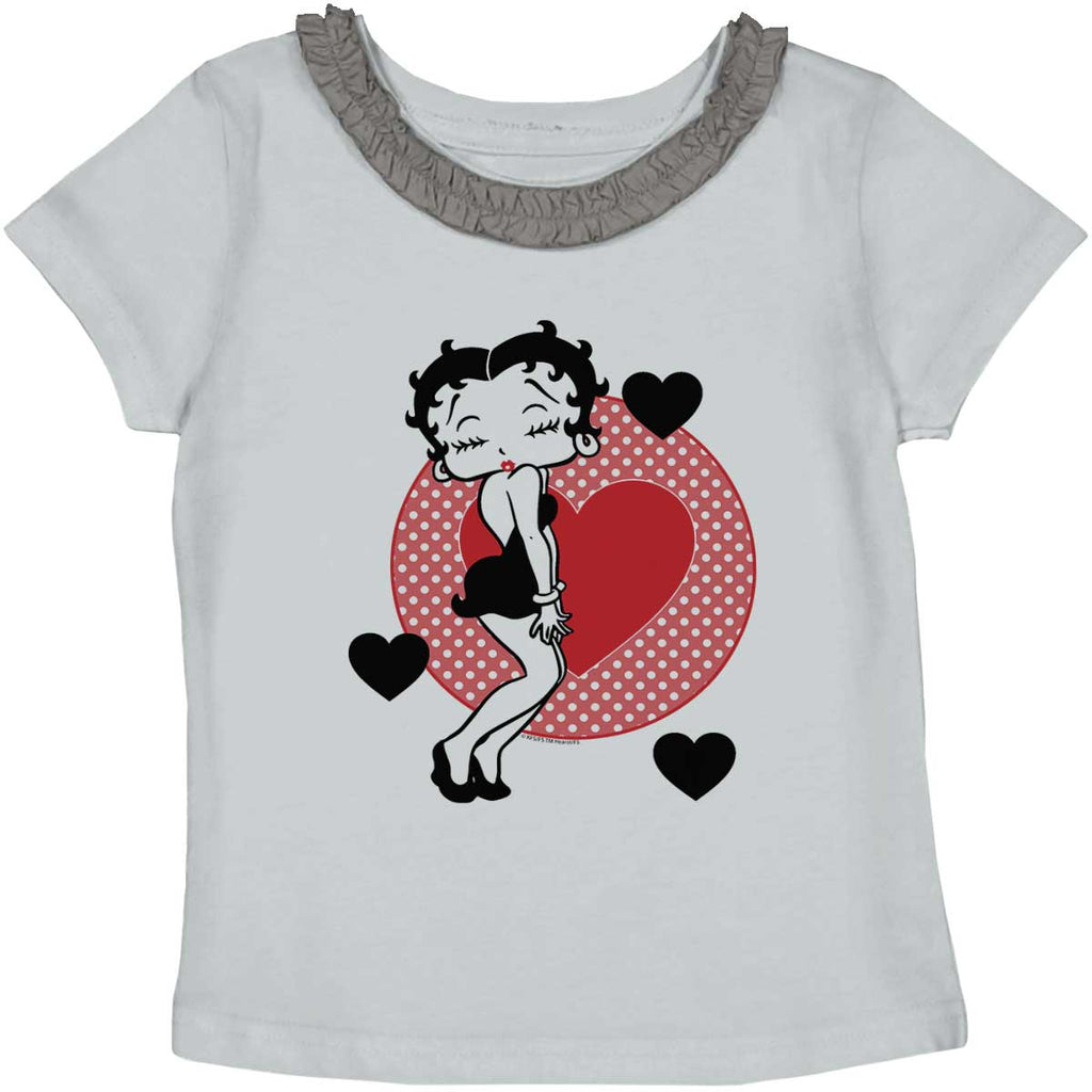Betty Boop Toddler Ruffled Trim T-Shirt-Direct To Garment Print-Brisco Baby