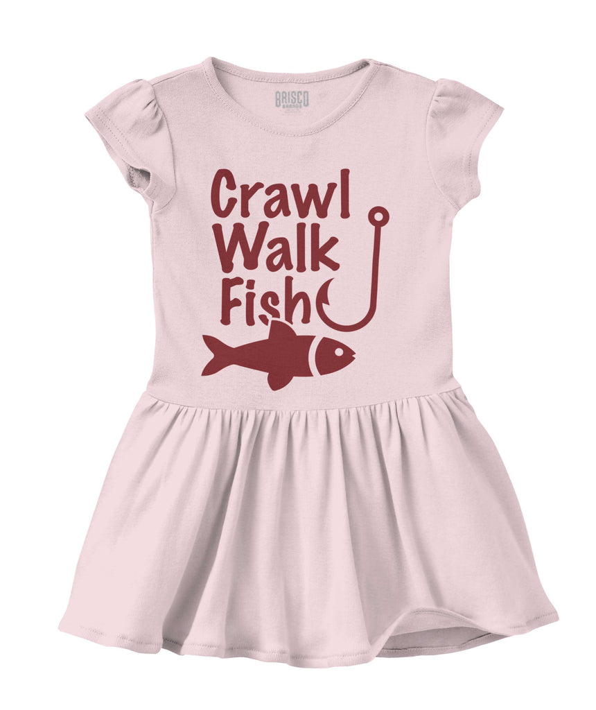 Crawl Walk Fish Solid Baby Infant Dress-Direct To Garment Print-Brisco Baby