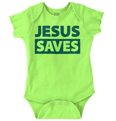 Jesus Saves Romper Bodysuit-Direct To Garment Print-Brisco Baby