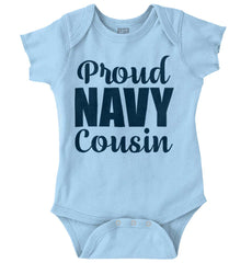 Proud Navy Cousin Romper Bodysuit-Direct To Garment Print-Brisco Baby