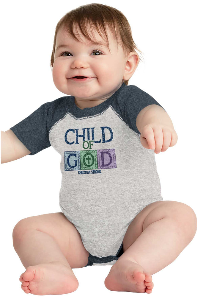 Child of God Raglan Romper Bodysuit-Direct To Garment Print-Brisco Baby