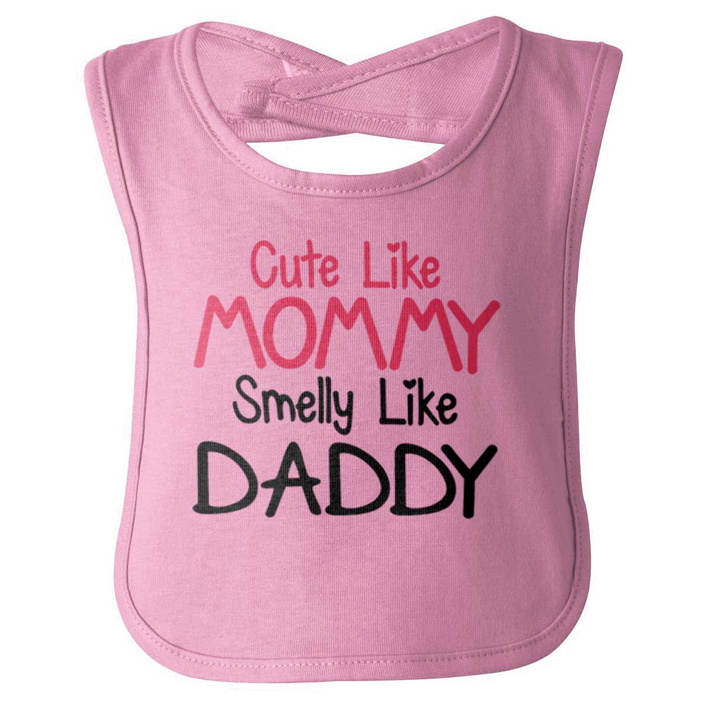Cute Mommy Smelly Daddy Infant Baby Bib-Direct To Garment Print-Brisco Baby