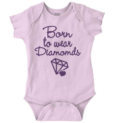 Born To Wear Diamond Romper Bodysuit-Direct To Garment Print-Brisco Baby