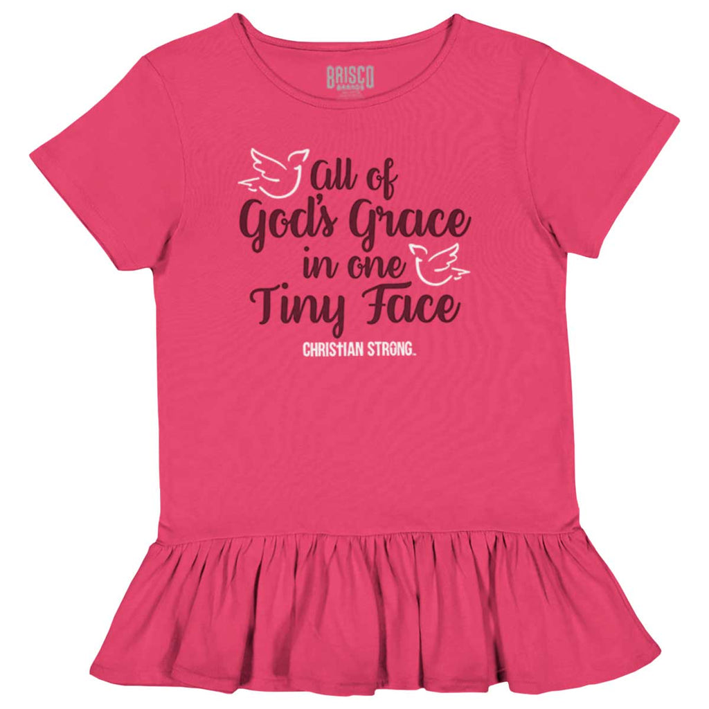 Gods Grace Tiny Face Toddler Ruffle Bottom Tee-Direct To Garment Print-Brisco Baby