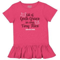 Gods Grace Tiny Face Toddler Ruffle Bottom Tee-Direct To Garment Print-Brisco Baby