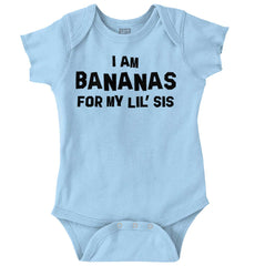 Bananas For Lil Sis Romper Bodysuit-Direct To Garment Print-Brisco Baby