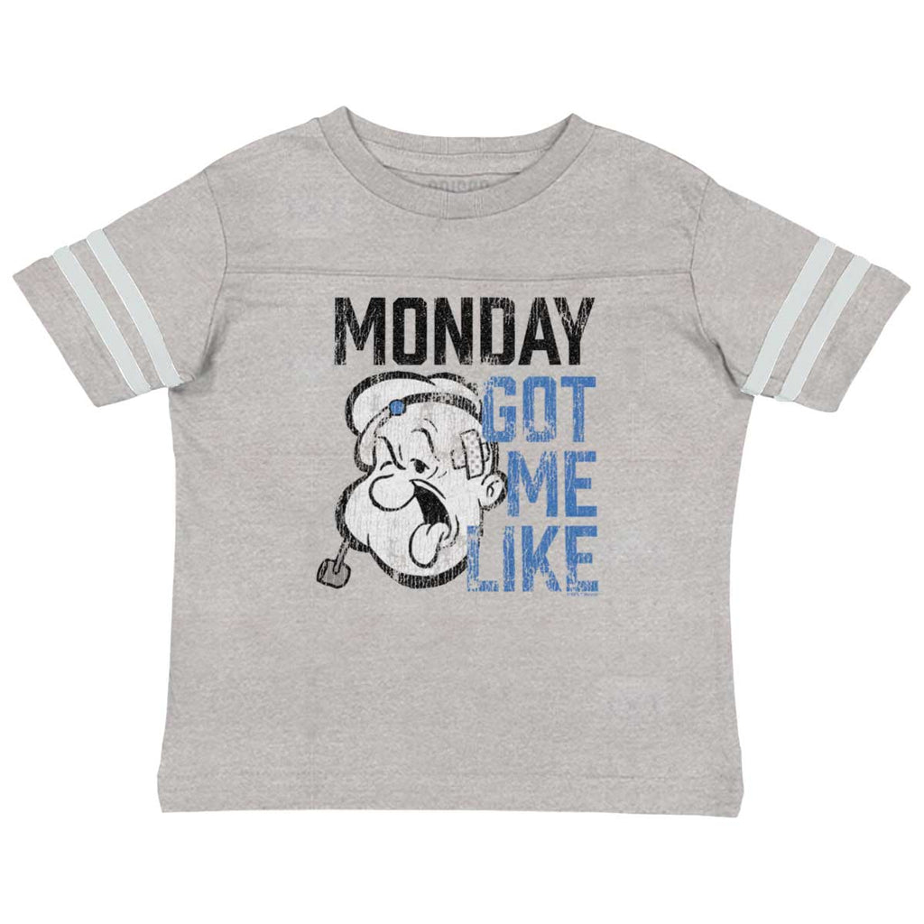Monday Got Me Like Toddler Football Jersey Tee-Direct To Garment Print-Brisco Baby