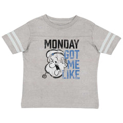 Monday Got Me Like Toddler Football Jersey Tee-Direct To Garment Print-Brisco Baby