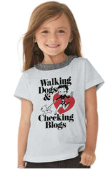 Walking Dogs Toddler Ruffled Trim T-Shirt-Direct To Garment Print-Brisco Baby