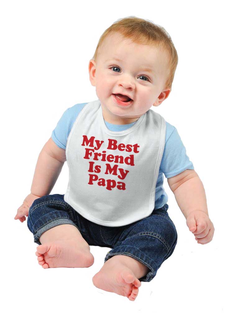Best Friend Is Papa Infant Baby Bib-Direct To Garment Print-Brisco Baby