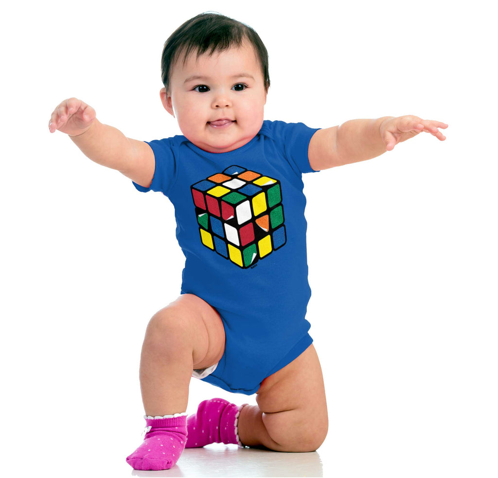 Rubiks Stickers Romper Bodysuit-Direct To Garment Print-Brisco Baby