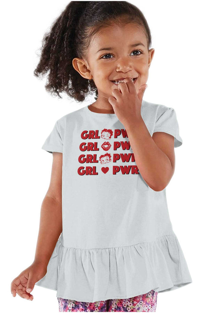 Girl Power Toddler Ruffle Bottom Tee-Direct To Garment Print-Brisco Baby