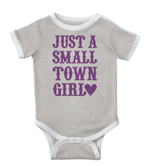 Small Town Girl Ringer Romper Bodysuit-Direct To Garment Print-Brisco Baby