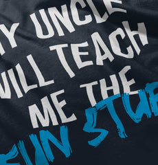 Uncle Teaches Fun Stuff Romper Bodysuit-Direct To Garment Print-Brisco Baby