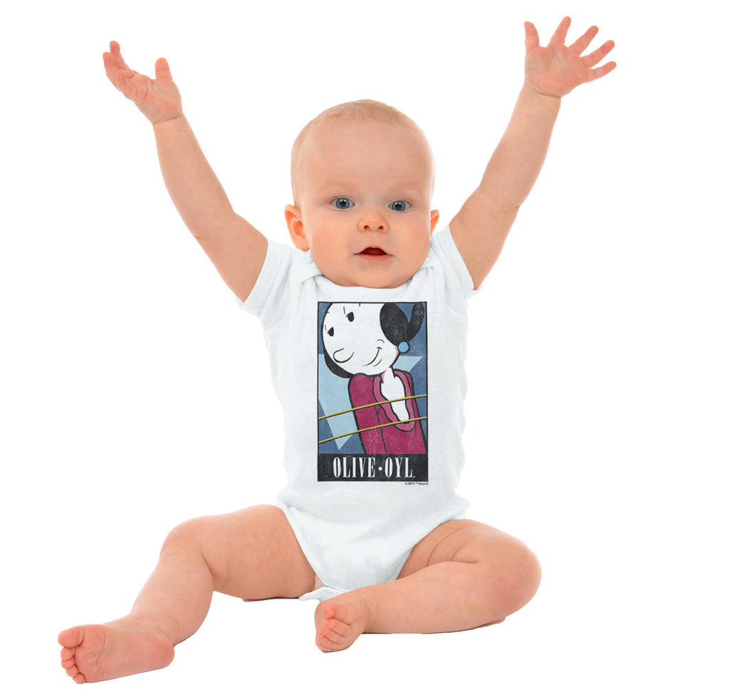 Olive Oyl Romper Bodysuit-Direct To Garment Print-Brisco Baby