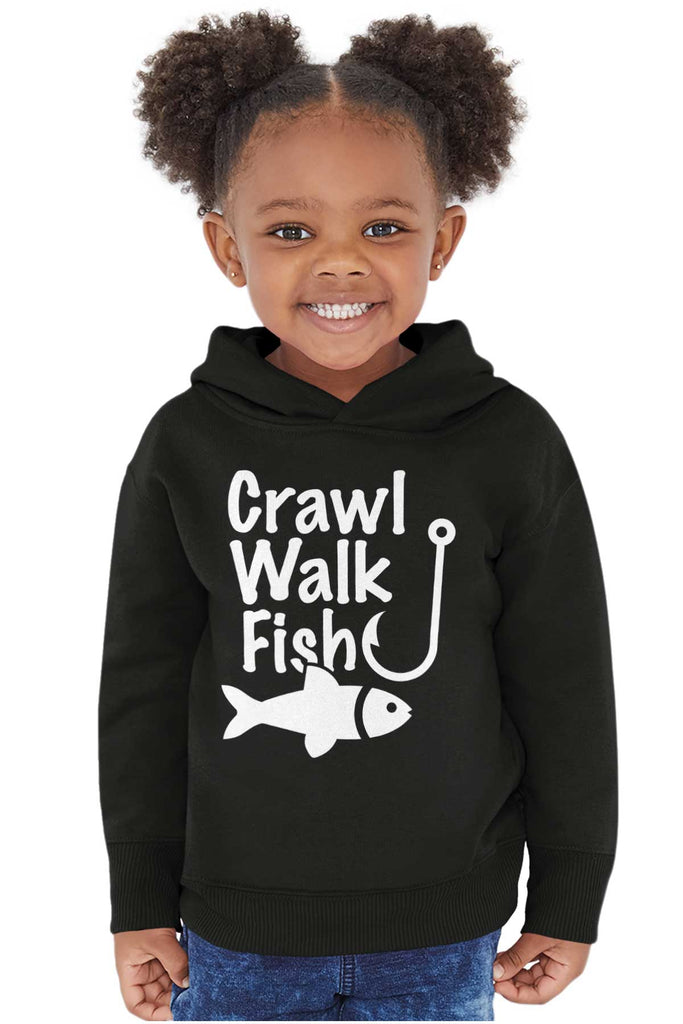 Crawl Walk Fish Toddler Pullover Hoodie-Direct To Garment Print-Brisco Baby